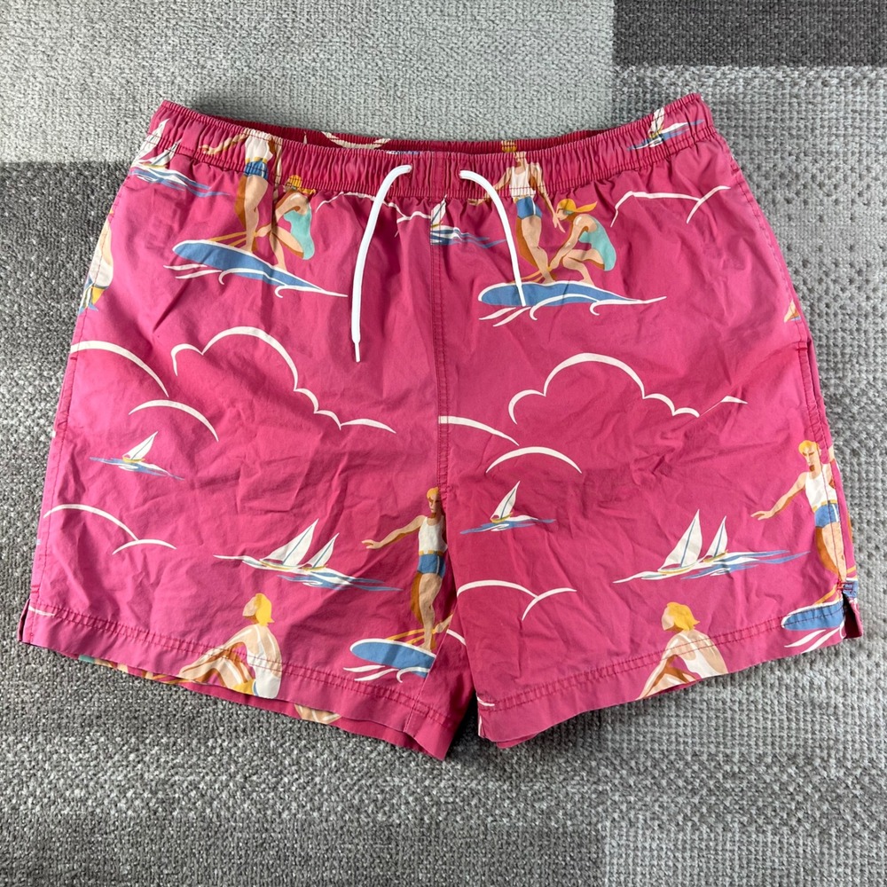 Polo Sport Ralph Lauren Mens XL Pink Surfer Print Swim Trunks Rare AOP